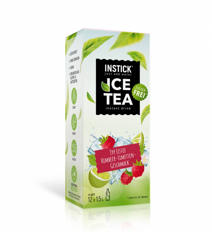 INSTICK Eistee Himbeere & Limette (Schwarztee-Extrakt) f�r 12 x 1,5 L