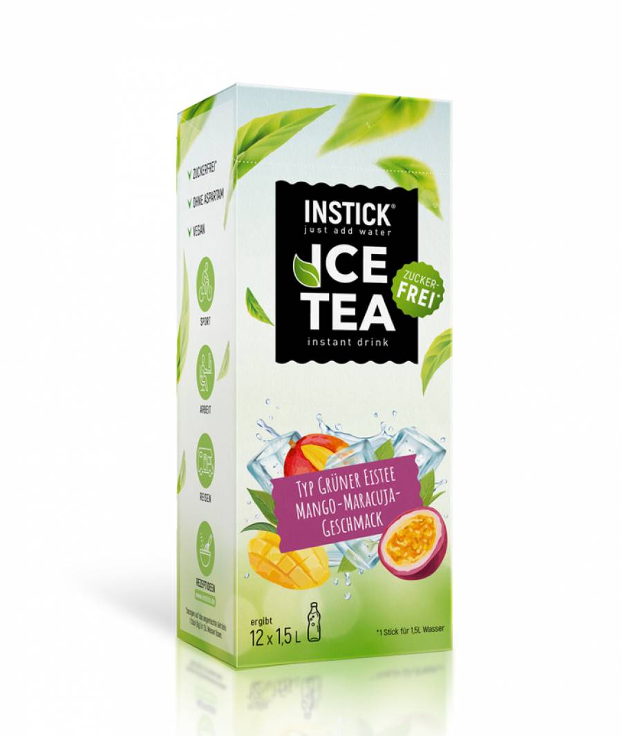 INSTICK Eistee Mango-Maracuja (Grüntee-Extrakt) für 12 x 1,5 L