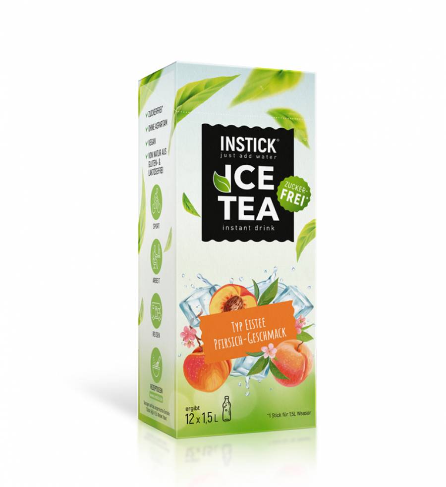 INSTICK Eistee Pfirsich (Schwarztee-Extrakt) für 12 x 1,5 L
