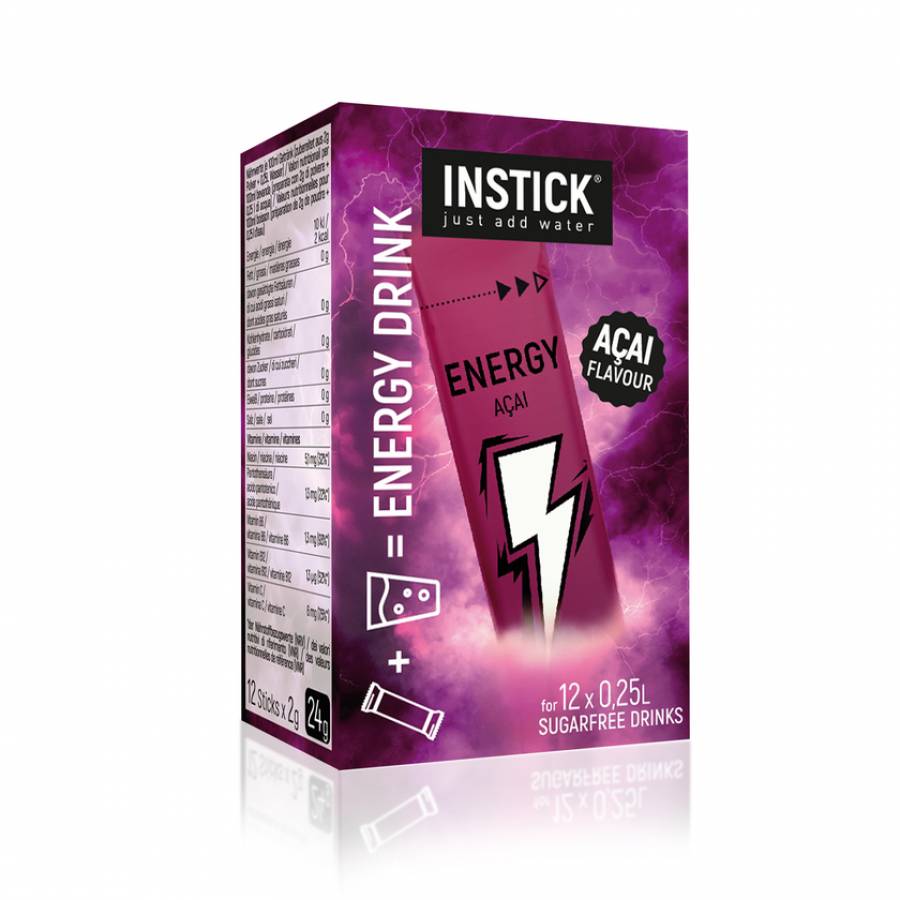 INSTICK Energy Açai für 12 x 0,25 L zuckerfreies Energy Getränk