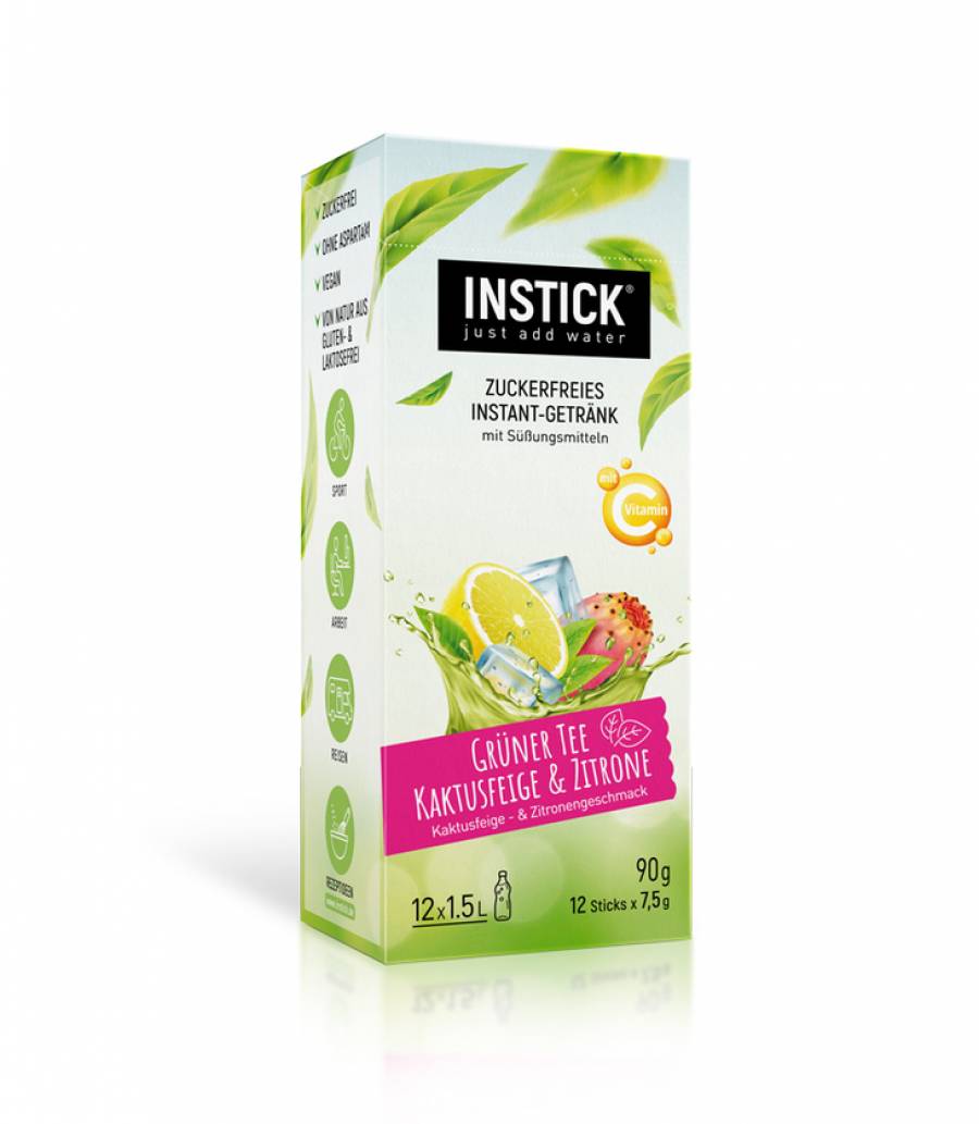 INSTICK Eistee Kaktusfeige-Zitrone (Grüntee-Extrakt) für 12 x 1,5 L