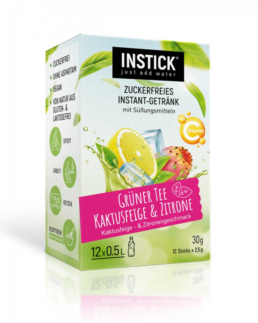 INSTICK Grüner Tee Kaktusfeige-Zitrone / Eistee Kaktusfeige-Zitrone 12-er Packung (für 12 x 0,5 L)