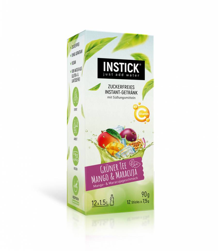 INSTICK Eistee Mango-Maracuja (Grüntee-Extrakt) für 12 x 1,5 L