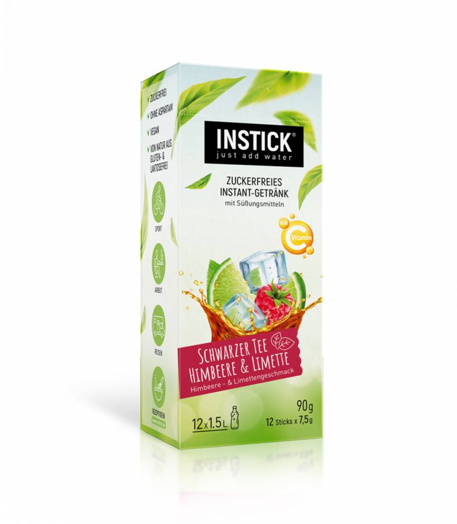 INSTICK Eistee Himbeere & Limette (Schwarztee-Extrakt) für 12 x 1,5 L