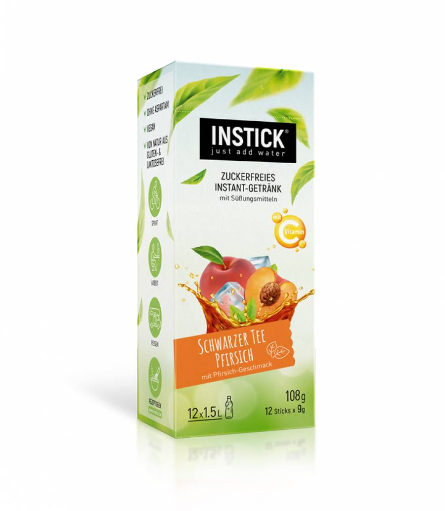 INSTICK Eistee Pfirsich (Schwarztee-Extrakt) für 12 x 1,5 L