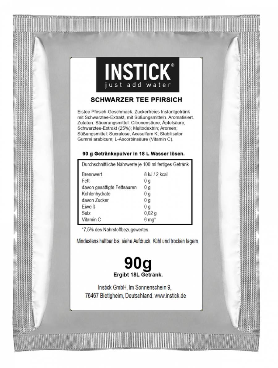 INSTICK Schwarzer Tee Pfirsich / Eistee Pfirsich 90g Packung (für 18 L)
